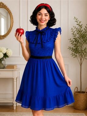 Disney Snow White Blue Lace Ruffle Dress Small Disneybound Cosplay Halloween